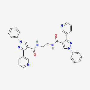 molecular formula C32H26N8O2 B4833251 N,N'-1,2-ethanediylbis[1-phenyl-3-(3-pyridinyl)-1H-pyrazole-4-carboxamide] 