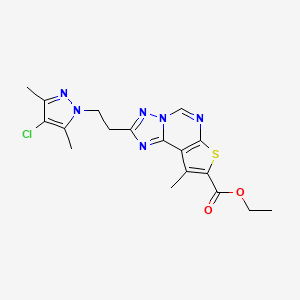 ethyl 2-[2-(4-chloro-3,5-dimethyl-1H-pyrazol-1-yl)ethyl]-9-methylthieno[3,2-e][1,2,4]triazolo[1,5-c]pyrimidine-8-carboxylate