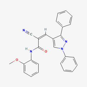 molecular formula C26H20N4O2 B4833266 2-cyano-3-(1,3-diphenyl-1H-pyrazol-4-yl)-N-(2-methoxyphenyl)acrylamide 