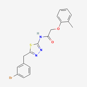 molecular formula C18H16BrN3O2S B4833276 N-[5-(3-bromobenzyl)-1,3,4-thiadiazol-2-yl]-2-(2-methylphenoxy)acetamide 