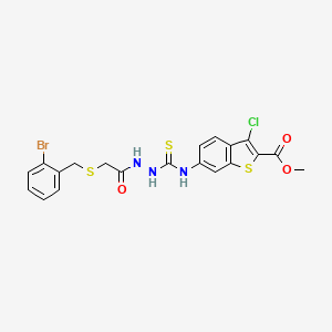 molecular formula C20H17BrClN3O3S3 B4833310 methyl 6-{[(2-{[(2-bromobenzyl)thio]acetyl}hydrazino)carbonothioyl]amino}-3-chloro-1-benzothiophene-2-carboxylate 