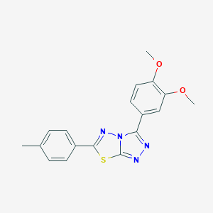 molecular formula C18H16N4O2S B483332 3-(3,4-Dimethoxyphenyl)-6-(4-methylphenyl)[1,2,4]triazolo[3,4-b][1,3,4]thiadiazole CAS No. 578758-92-6