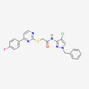 molecular formula C22H17ClFN5OS B4833343 N-(1-benzyl-4-chloro-1H-pyrazol-3-yl)-2-{[4-(4-fluorophenyl)-2-pyrimidinyl]thio}acetamide 