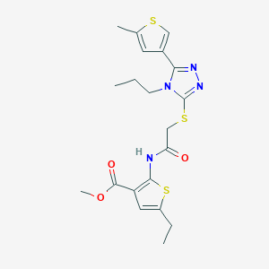 molecular formula C20H24N4O3S3 B4833354 methyl 5-ethyl-2-[({[5-(5-methyl-3-thienyl)-4-propyl-4H-1,2,4-triazol-3-yl]thio}acetyl)amino]-3-thiophenecarboxylate 