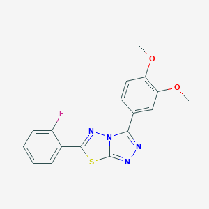 molecular formula C17H13FN4O2S B483337 3-(3,4-Dimethoxyphenyl)-6-(2-fluorophenyl)[1,2,4]triazolo[3,4-b][1,3,4]thiadiazole CAS No. 878429-98-2