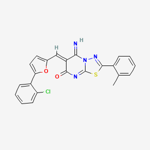 molecular formula C23H15ClN4O2S B4833380 6-{[5-(2-chlorophenyl)-2-furyl]methylene}-5-imino-2-(2-methylphenyl)-5,6-dihydro-7H-[1,3,4]thiadiazolo[3,2-a]pyrimidin-7-one 