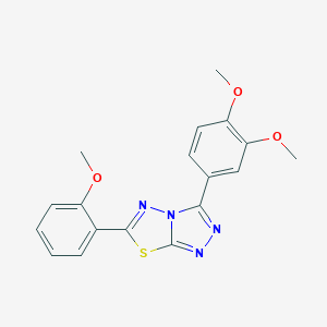 molecular formula C18H16N4O3S B483341 3-(3,4-Dimethoxyphenyl)-6-(2-methoxyphenyl)[1,2,4]triazolo[3,4-b][1,3,4]thiadiazole CAS No. 573931-98-3