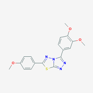 molecular formula C18H16N4O3S B483342 3-(3,4-Dimethoxyphenyl)-6-(4-methoxyphenyl)[1,2,4]triazolo[3,4-b][1,3,4]thiadiazole CAS No. 129081-87-4