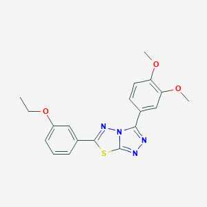molecular formula C19H18N4O3S B483344 3-(3,4-Dimethoxyphenyl)-6-(3-ethoxyphenyl)[1,2,4]triazolo[3,4-b][1,3,4]thiadiazole CAS No. 578734-26-6