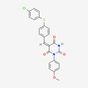 molecular formula C24H17ClN2O4S B4833465 5-{4-[(4-chlorophenyl)thio]benzylidene}-1-(4-methoxyphenyl)-2,4,6(1H,3H,5H)-pyrimidinetrione 