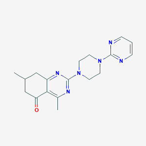 molecular formula C18H22N6O B4833466 4,7-dimethyl-2-[4-(2-pyrimidinyl)-1-piperazinyl]-7,8-dihydro-5(6H)-quinazolinone 
