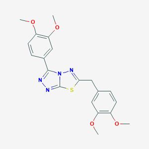 molecular formula C20H20N4O4S B483352 6-(3,4-Dimethoxybenzyl)-3-(3,4-dimethoxyphenyl)[1,2,4]triazolo[3,4-b][1,3,4]thiadiazole CAS No. 878430-18-3