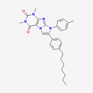 molecular formula C29H33N5O2 B4833547 7-(4-heptylphenyl)-1,3-dimethyl-8-(4-methylphenyl)-1H-imidazo[2,1-f]purine-2,4(3H,8H)-dione 