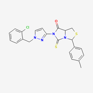 molecular formula C22H19ClN4OS2 B4833559 6-[1-(2-chlorobenzyl)-1H-pyrazol-3-yl]-3-(4-methylphenyl)-5-thioxotetrahydro-7H-imidazo[1,5-c][1,3]thiazol-7-one 