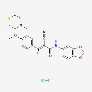 molecular formula C23H24ClN3O4S B4833581 N-1,3-benzodioxol-5-yl-2-cyano-3-[4-methoxy-3-(4-thiomorpholinylmethyl)phenyl]acrylamide hydrochloride 