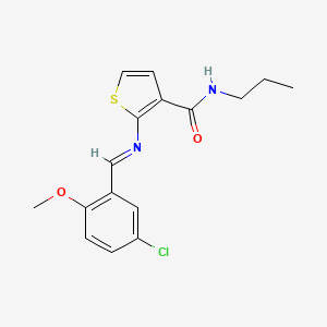 molecular formula C16H17ClN2O2S B4833587 2-[(5-chloro-2-methoxybenzylidene)amino]-N-propyl-3-thiophenecarboxamide 