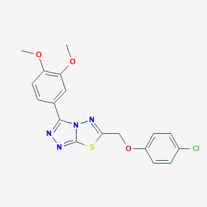 molecular formula C18H15ClN4O3S B483359 6-[(4-Chlorophenoxy)methyl]-3-(3,4-dimethoxyphenyl)[1,2,4]triazolo[3,4-b][1,3,4]thiadiazole CAS No. 882643-67-6