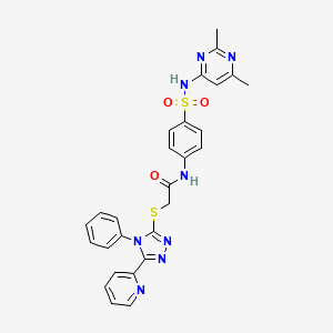 N-(4-{[(2,6-dimethyl-4-pyrimidinyl)amino]sulfonyl}phenyl)-2-{[4-phenyl-5-(2-pyridinyl)-4H-1,2,4-triazol-3-yl]thio}acetamide