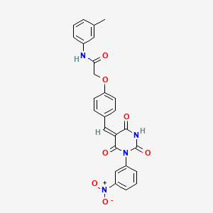 molecular formula C26H20N4O7 B4833597 N-(3-methylphenyl)-2-(4-{[1-(3-nitrophenyl)-2,4,6-trioxotetrahydro-5(2H)-pyrimidinylidene]methyl}phenoxy)acetamide 