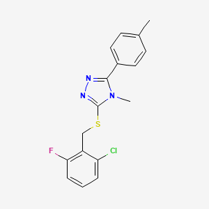 molecular formula C17H15ClFN3S B4833612 3-[(2-chloro-6-fluorobenzyl)thio]-4-methyl-5-(4-methylphenyl)-4H-1,2,4-triazole 