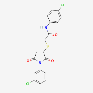 molecular formula C18H12Cl2N2O3S B4833628 N-(4-chlorophenyl)-2-{[1-(3-chlorophenyl)-2,5-dioxo-2,5-dihydro-1H-pyrrol-3-yl]thio}acetamide 