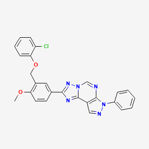 molecular formula C26H19ClN6O2 B4833657 2-{3-[(2-chlorophenoxy)methyl]-4-methoxyphenyl}-7-phenyl-7H-pyrazolo[4,3-e][1,2,4]triazolo[1,5-c]pyrimidine 