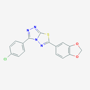 molecular formula C16H9ClN4O2S B483366 6-(1,3-Benzodioxol-5-yl)-3-(4-chlorophenyl)[1,2,4]triazolo[3,4-b][1,3,4]thiadiazole CAS No. 878429-33-5
