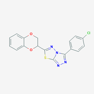 molecular formula C17H11ClN4O2S B483367 3-(4-Chlorophenyl)-6-(2,3-dihydro-1,4-benzodioxin-2-yl)[1,2,4]triazolo[3,4-b][1,3,4]thiadiazole CAS No. 878429-43-7