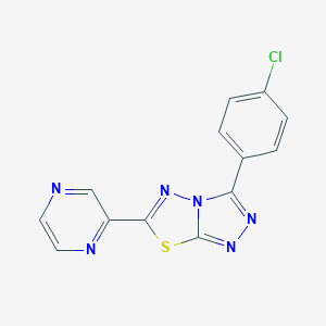 molecular formula C13H7ClN6S B483371 3-(4-Chlorophenyl)-6-(2-pyrazinyl)[1,2,4]triazolo[3,4-b][1,3,4]thiadiazole CAS No. 893765-69-0
