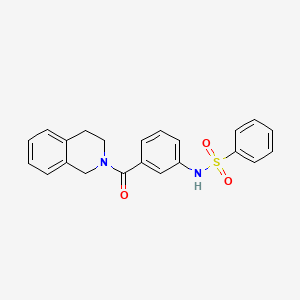 molecular formula C22H20N2O3S B4833713 N-[3-(3,4-dihydro-2(1H)-isoquinolinylcarbonyl)phenyl]benzenesulfonamide 