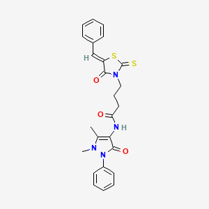 molecular formula C25H24N4O3S2 B4833768 4-(5-benzylidene-4-oxo-2-thioxo-1,3-thiazolidin-3-yl)-N-(1,5-dimethyl-3-oxo-2-phenyl-2,3-dihydro-1H-pyrazol-4-yl)butanamide 