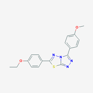 molecular formula C18H16N4O2S B483378 6-(4-Ethoxyphenyl)-3-(4-methoxyphenyl)[1,2,4]triazolo[3,4-b][1,3,4]thiadiazole CAS No. 578752-78-0