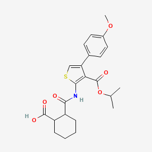 molecular formula C23H27NO6S B4833780 2-({[3-(isopropoxycarbonyl)-4-(4-methoxyphenyl)-2-thienyl]amino}carbonyl)cyclohexanecarboxylic acid 