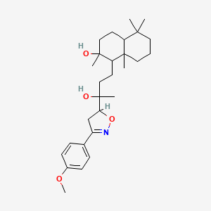 molecular formula C28H43NO4 B4833799 1-{3-hydroxy-3-[3-(4-methoxyphenyl)-4,5-dihydroisoxazol-5-yl]butyl}-2,5,5,8a-tetramethyldecahydronaphthalen-2-ol 
