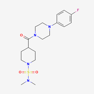 molecular formula C18H27FN4O3S B4833805 4-{[4-(4-fluorophenyl)-1-piperazinyl]carbonyl}-N,N-dimethyl-1-piperidinesulfonamide 