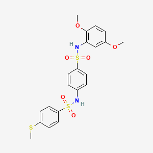 molecular formula C21H22N2O6S3 B4833834 N-(4-{[(2,5-dimethoxyphenyl)amino]sulfonyl}phenyl)-4-(methylthio)benzenesulfonamide 
