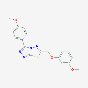 molecular formula C18H16N4O3S B483384 6-[(3-Methoxyphenoxy)methyl]-3-(4-methoxyphenyl)[1,2,4]triazolo[3,4-b][1,3,4]thiadiazole CAS No. 878429-63-1