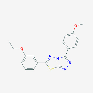 molecular formula C18H16N4O2S B483385 6-(3-Ethoxyphenyl)-3-(4-methoxyphenyl)[1,2,4]triazolo[3,4-b][1,3,4]thiadiazole CAS No. 573933-83-2