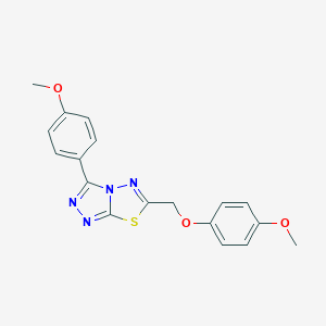 molecular formula C18H16N4O3S B483386 6-[(4-Methoxyphenoxy)methyl]-3-(4-methoxyphenyl)[1,2,4]triazolo[3,4-b][1,3,4]thiadiazole CAS No. 877781-02-7