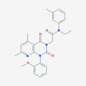 molecular formula C27H28N4O4 B4833865 N-ethyl-2-[1-(2-methoxyphenyl)-5,7-dimethyl-2,4-dioxo-1,4-dihydropyrido[2,3-d]pyrimidin-3(2H)-yl]-N-(3-methylphenyl)acetamide 