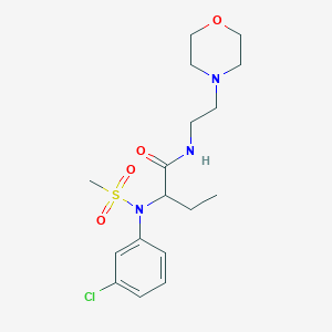 molecular formula C17H26ClN3O4S B4833874 2-[(3-chlorophenyl)(methylsulfonyl)amino]-N-[2-(4-morpholinyl)ethyl]butanamide 