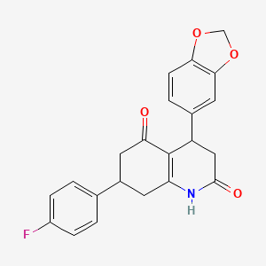 molecular formula C22H18FNO4 B4833883 4-(1,3-benzodioxol-5-yl)-7-(4-fluorophenyl)-4,6,7,8-tetrahydro-2,5(1H,3H)-quinolinedione 