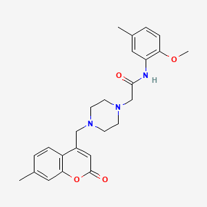 molecular formula C25H29N3O4 B4833885 N-(2-methoxy-5-methylphenyl)-2-{4-[(7-methyl-2-oxo-2H-chromen-4-yl)methyl]-1-piperazinyl}acetamide 