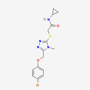 molecular formula C15H17BrN4O2S B4833897 2-({5-[(4-bromophenoxy)methyl]-4-methyl-4H-1,2,4-triazol-3-yl}thio)-N-cyclopropylacetamide 