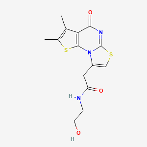 2-(2,3-dimethyl-4-oxo-4H-[1,3]thiazolo[3,2-a]thieno[3,2-e]pyrimidin-8-yl)-N-(2-hydroxyethyl)acetamide