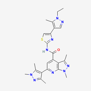 N-[4-(1-ethyl-5-methyl-1H-pyrazol-4-yl)-1,3-thiazol-2-yl]-1,3-dimethyl-6-(1,3,5-trimethyl-1H-pyrazol-4-yl)-1H-pyrazolo[3,4-b]pyridine-4-carboxamide