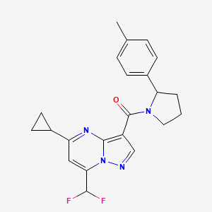 molecular formula C22H22F2N4O B4833922 5-cyclopropyl-7-(difluoromethyl)-3-{[2-(4-methylphenyl)-1-pyrrolidinyl]carbonyl}pyrazolo[1,5-a]pyrimidine 