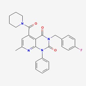 molecular formula C27H25FN4O3 B4833927 3-(4-fluorobenzyl)-7-methyl-1-phenyl-5-(1-piperidinylcarbonyl)pyrido[2,3-d]pyrimidine-2,4(1H,3H)-dione 