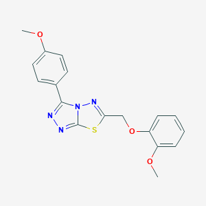 molecular formula C18H16N4O3S B483393 6-[(2-Methoxyphenoxy)methyl]-3-(4-methoxyphenyl)[1,2,4]triazolo[3,4-b][1,3,4]thiadiazole CAS No. 882642-96-8