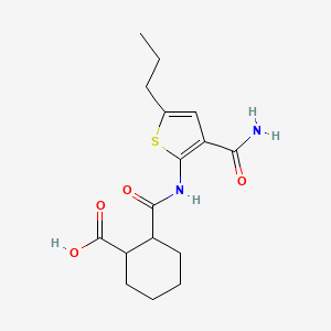 molecular formula C16H22N2O4S B4833952 2-({[3-(aminocarbonyl)-5-propyl-2-thienyl]amino}carbonyl)cyclohexanecarboxylic acid 